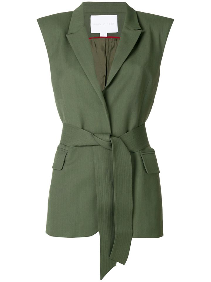 Noon By Noor Belted Sleeveless Wrap Jacket - Green