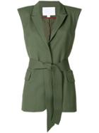 Noon By Noor Belted Sleeveless Wrap Jacket - Green