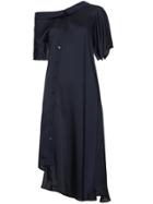 Adeam Satin Shirt Dress With Asymmetric Hem - Blue