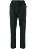 Ganni Striped Cropped Trousers - Black