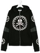 Philipp Plein Junior Skull & Crossbones Printed Zip Hoodie - Black