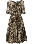 Samantha Sung Leopard Print Flared Dress - Brown
