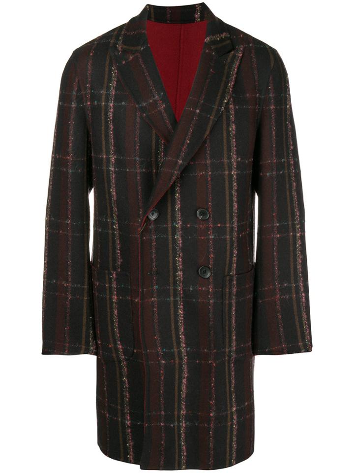 Etro Check Double Breasted Coat - Brown