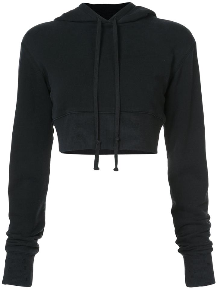 Greg Lauren Cropped Hoodie - Black
