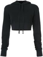 Greg Lauren Cropped Hoodie - Black