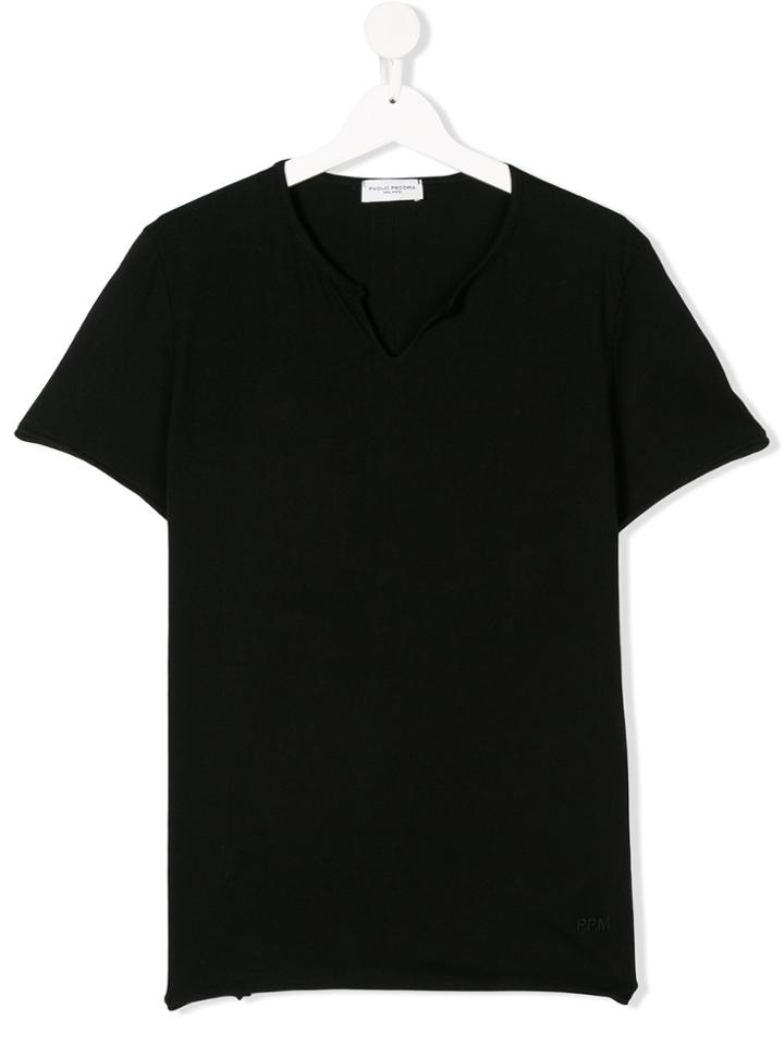 Paolo Pecora Kids Teen V-neck T-shirt - Black