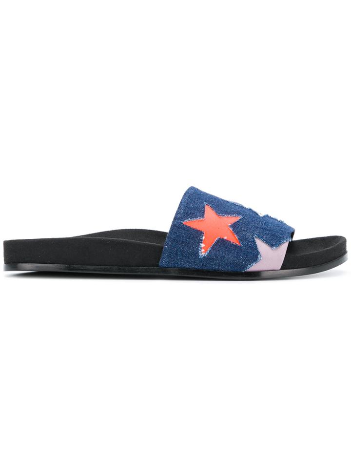 Stella Mccartney Stars Denim Slides - Blue