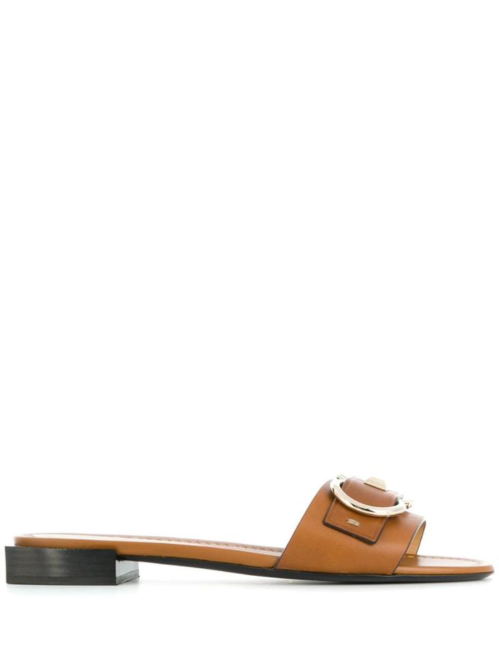 Salvatore Ferragamo Gancio Slides - Brown