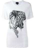 Just Cavalli 'lions' Print T-shirt, Women's, Size: Xs, White, Viscose/spandex/elastane