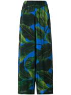Altea Leaf Print Palazzo Trousers - Green