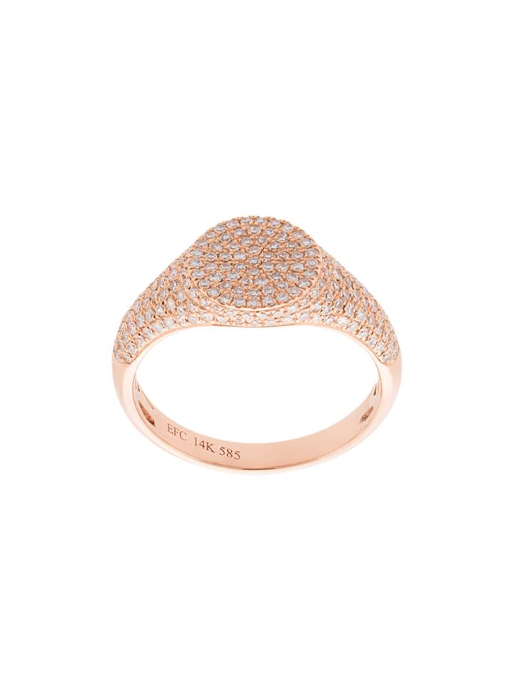 Ef Collection Diamond Signet Pinky Ring - Metallic