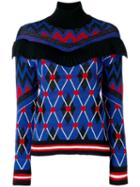 Msgm - Plaid Style And Heart Print Layer Sweater - Women - Acrylic/wool - M, Blue, Acrylic/wool