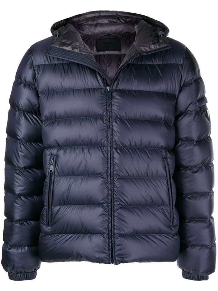 Prada Hooded Padded Jacket - Blue
