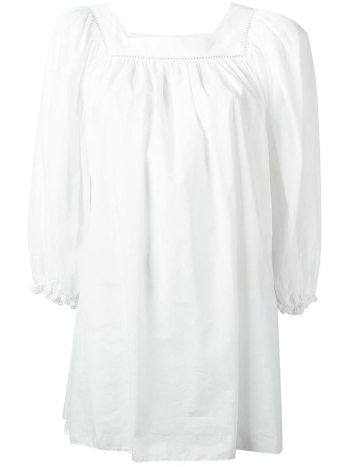 Ermanno Scervino Embroidered Trim Loose Blouse, Women's, Size: 40, White, Cotton