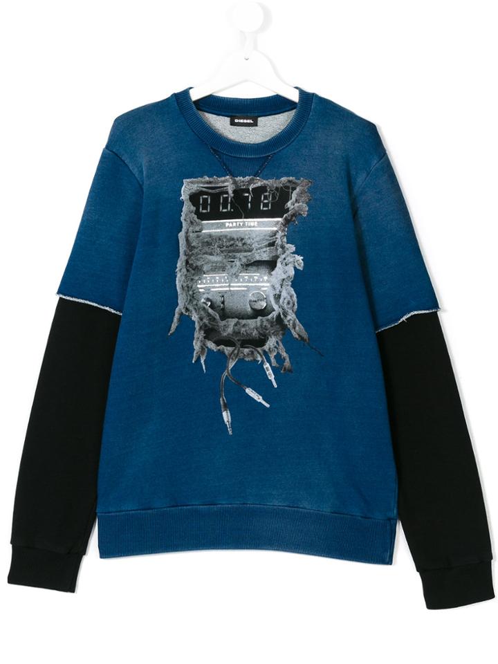 Diesel Kids Denim Effect Sweatshirt - Blue