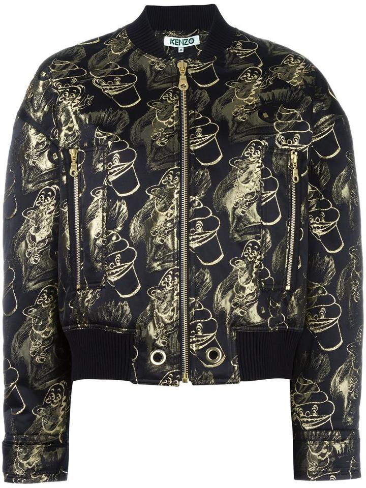 Kenzo Visage Bomber Jacket, Women's, Size: Xs, Black, Polyester/polyamide/metallized Polyester