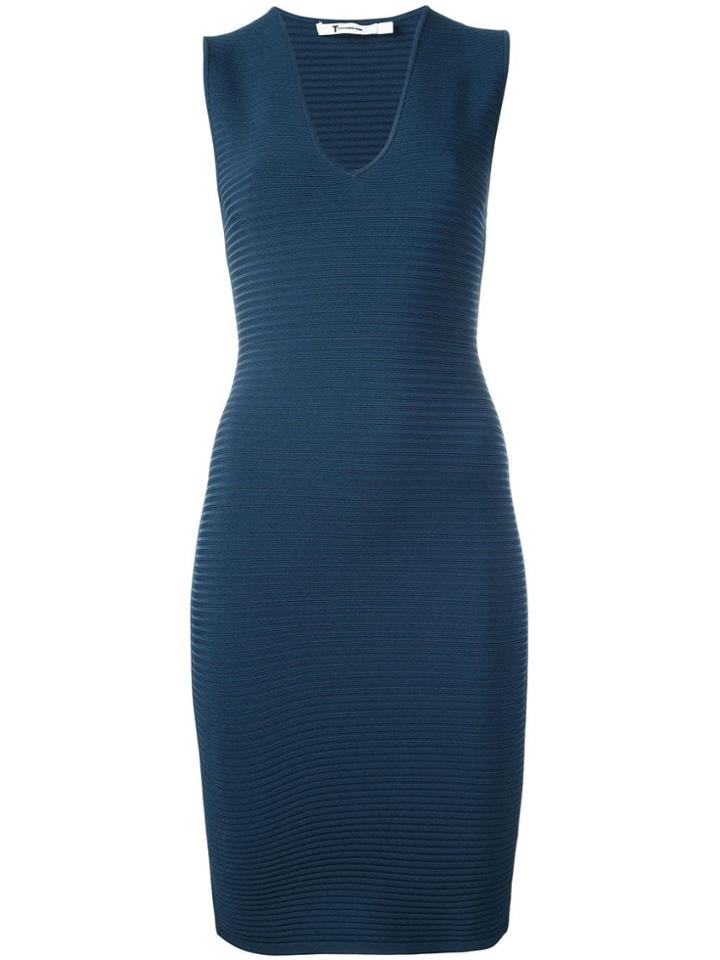 T By Alexander Wang Cut Out Fitted Dress - Blue
