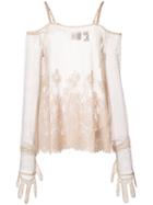 Fenty X Puma - Floral Mesh Top - Women - Cotton/nylon/polyamide - S, Nude/neutrals, Cotton/nylon/polyamide