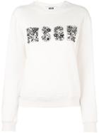 Msgm Embellished Logo Sweatshirt, Women's, Size: Small, Nude/neutrals, Cotton