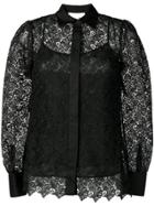 Michael Michael Kors Semi-sheer Floral Lace Shirt - Black