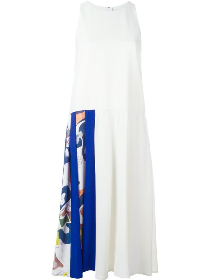 Msgm Patchwork Swing Dress, Women's, Size: 42, White, Acetate/viscose/polyester