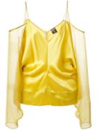 Jean Paul Gaultier Vintage Off-shoulder Blouse, Women's, Size: 44, Yellow/orange