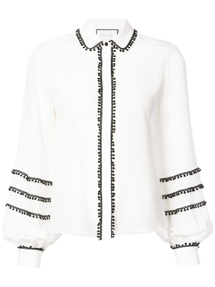 Alexis Contrast Trim Long-sleeve Blouse - White