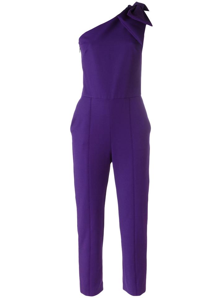 Msgm One Shoulder Cropped Jumpsuit, Women's, Size: 40, Pink/purple, Cotton/polyamide/polyester/spandex/elastane