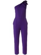 Msgm One Shoulder Cropped Jumpsuit, Women's, Size: 40, Pink/purple, Cotton/polyamide/polyester/spandex/elastane