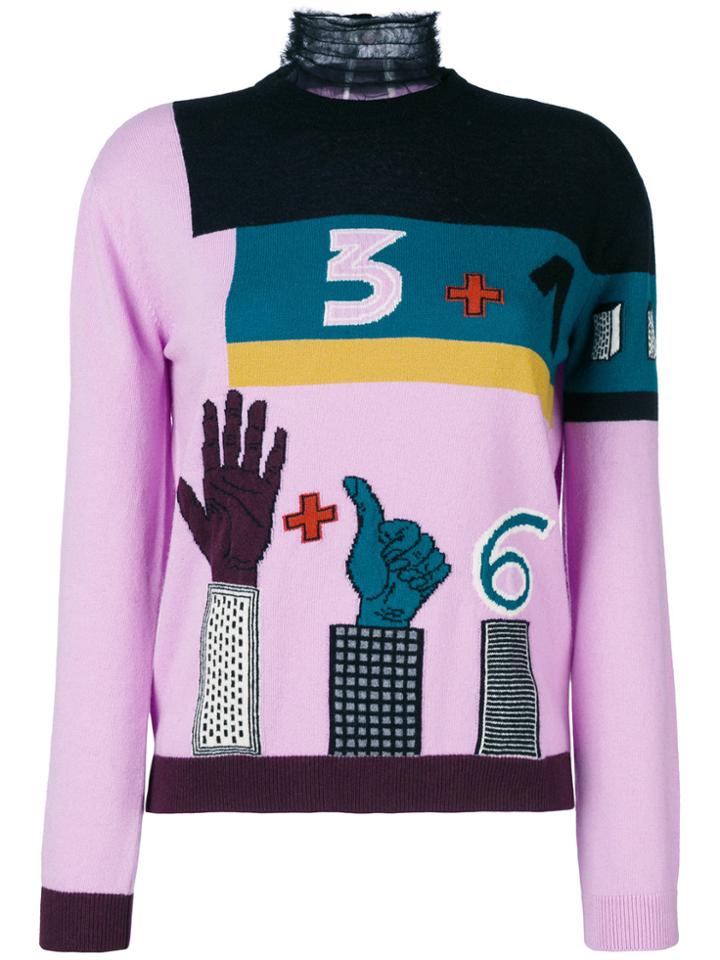 Valentino Counting Turtle Neck Jumper - Pink & Purple