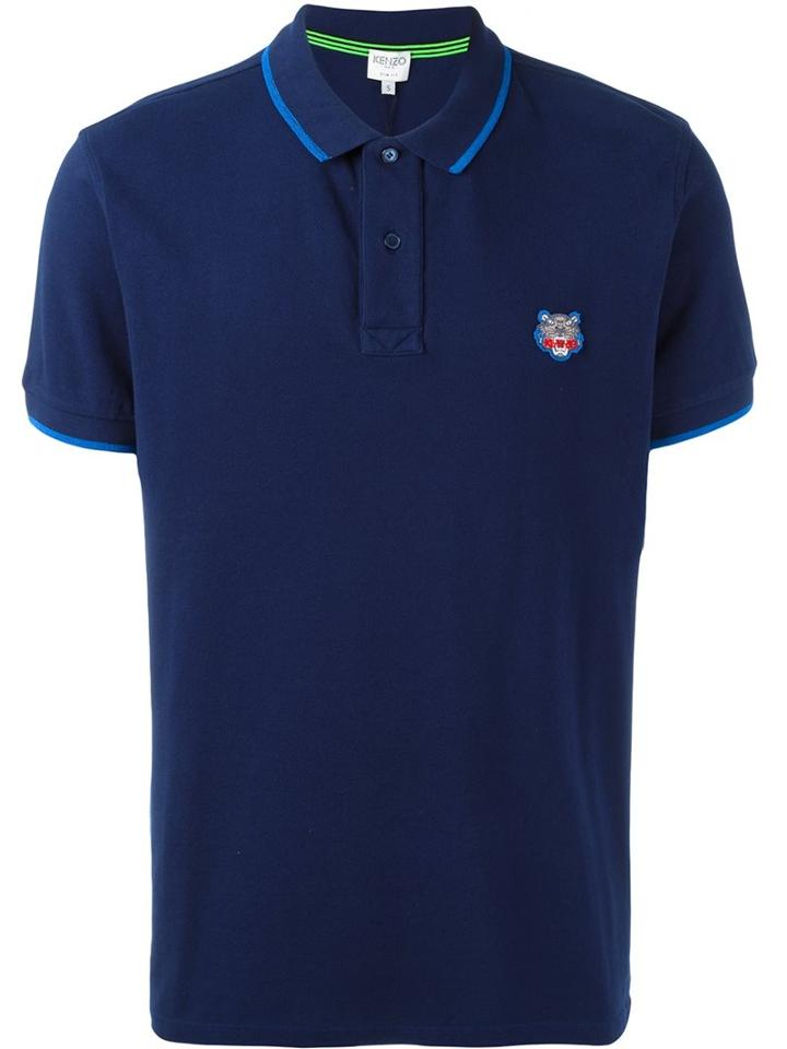 Kenzo 'mini Tiger' Polo Shirt, Men's, Size: Small, Blue, Cotton