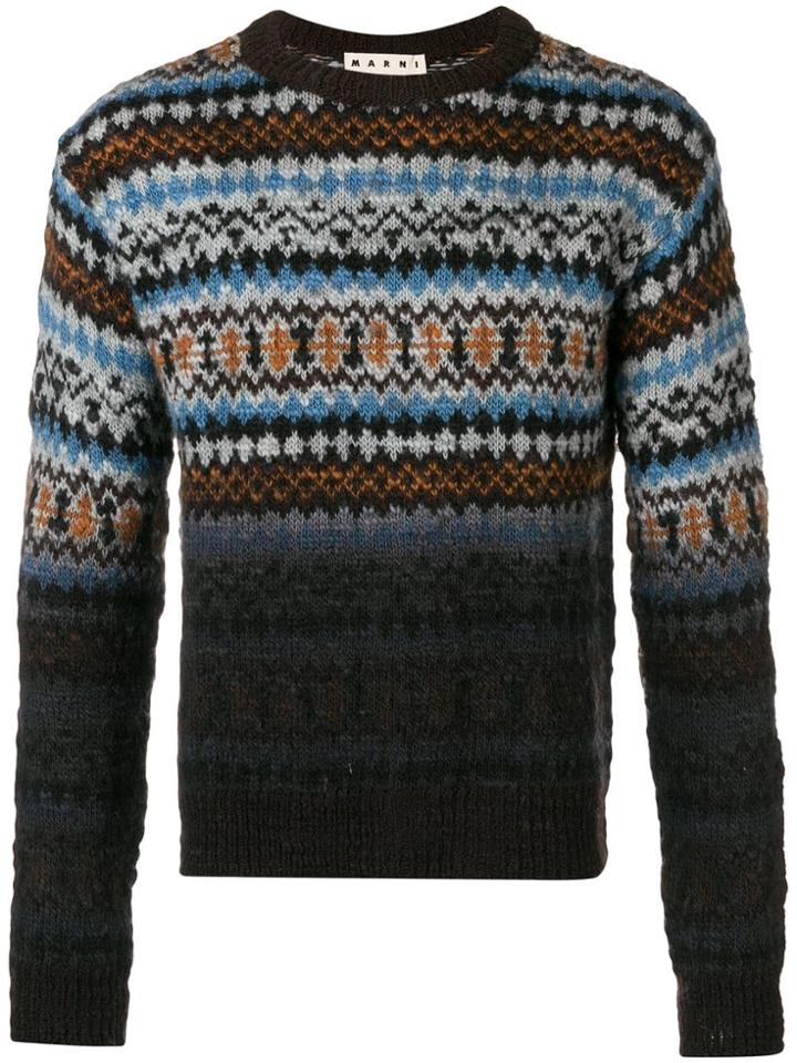 Marni Fairisle Turtle-neck Sweater - Brown