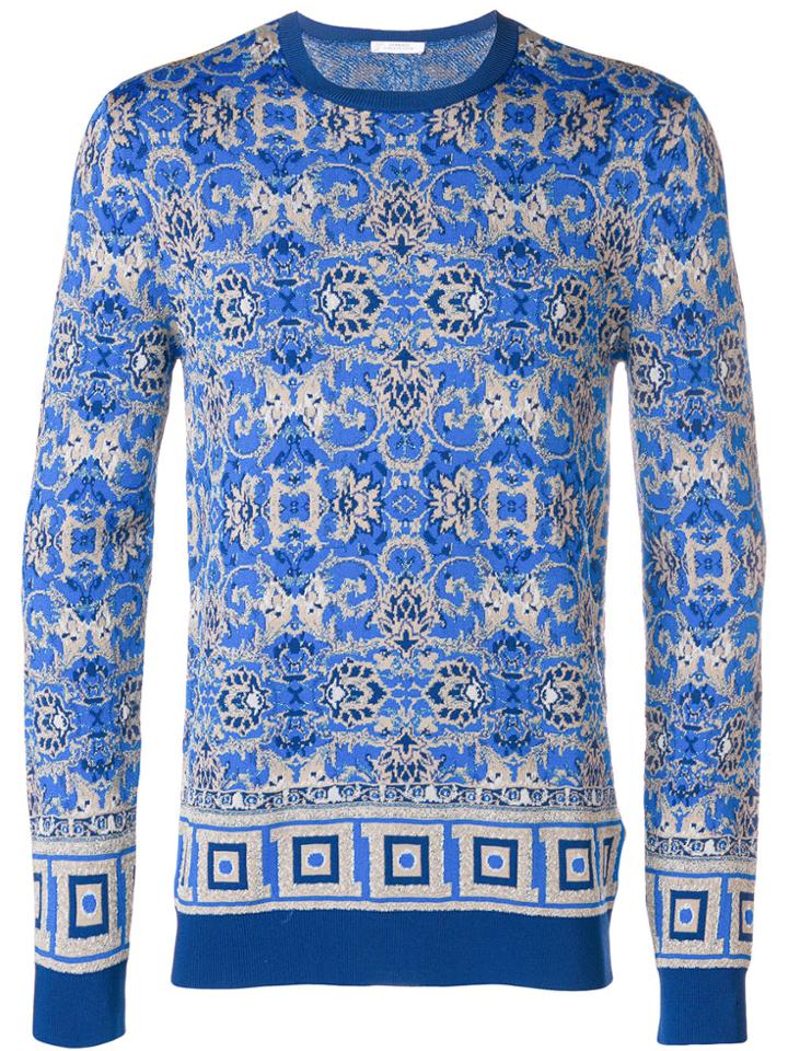 Versace Collection Intarsia-knit Jumper - Blue