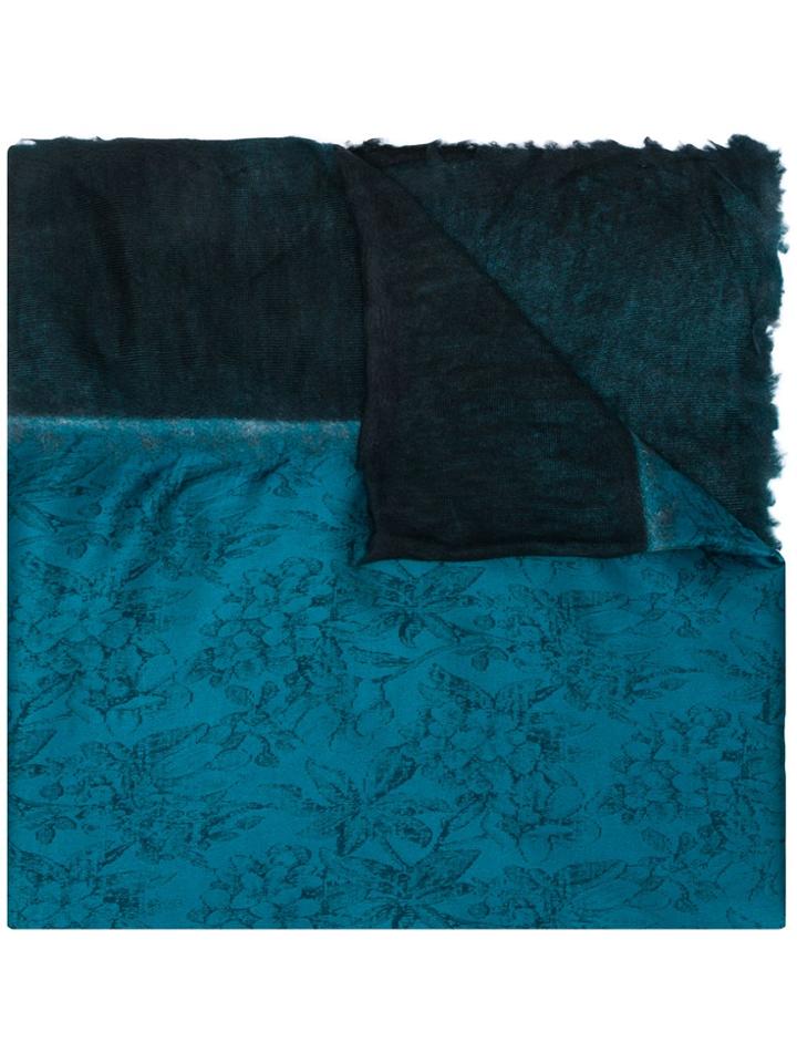 Avant Toi Floral Print Scarf - Blue