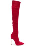 Casadei Pleated Knee-length Boots - Red