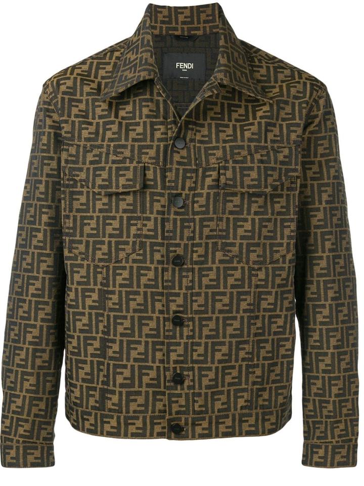 Fendi Logo Print Jacket - Brown