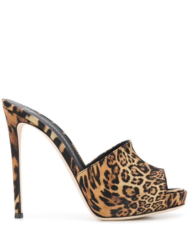 Giuseppe Zanotti Leopard Print Sandals - Brown