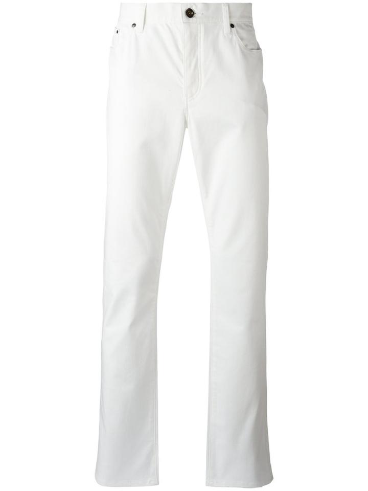 John Varvatos Straight Leg Trousers, Men's, Size: 34, White, Cotton/spandex/elastane