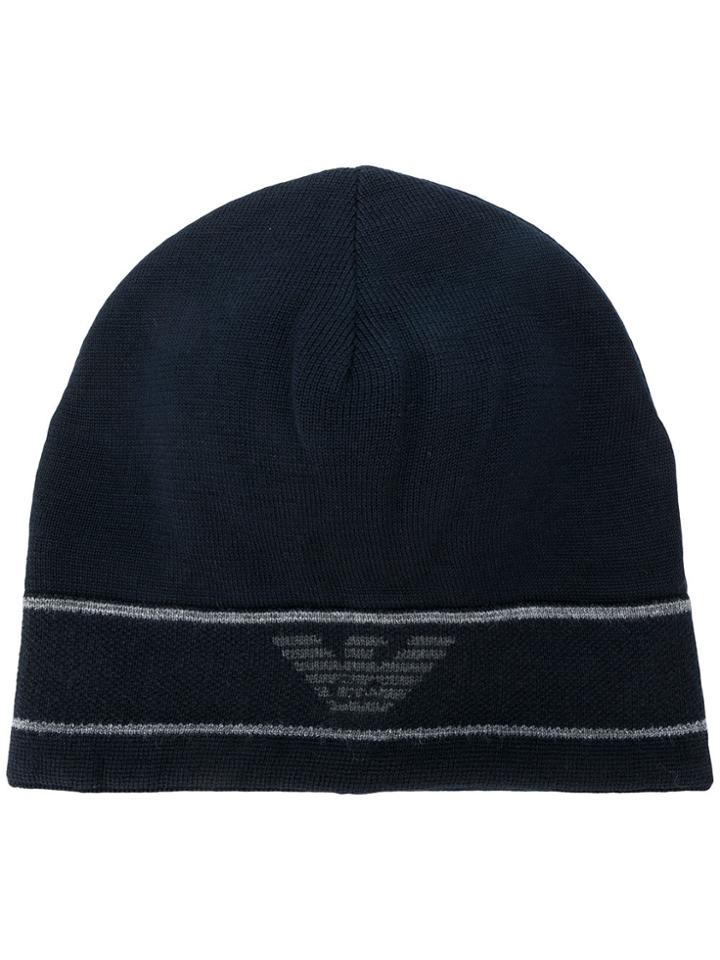 Emporio Armani Logo Beanie Hat - Blue