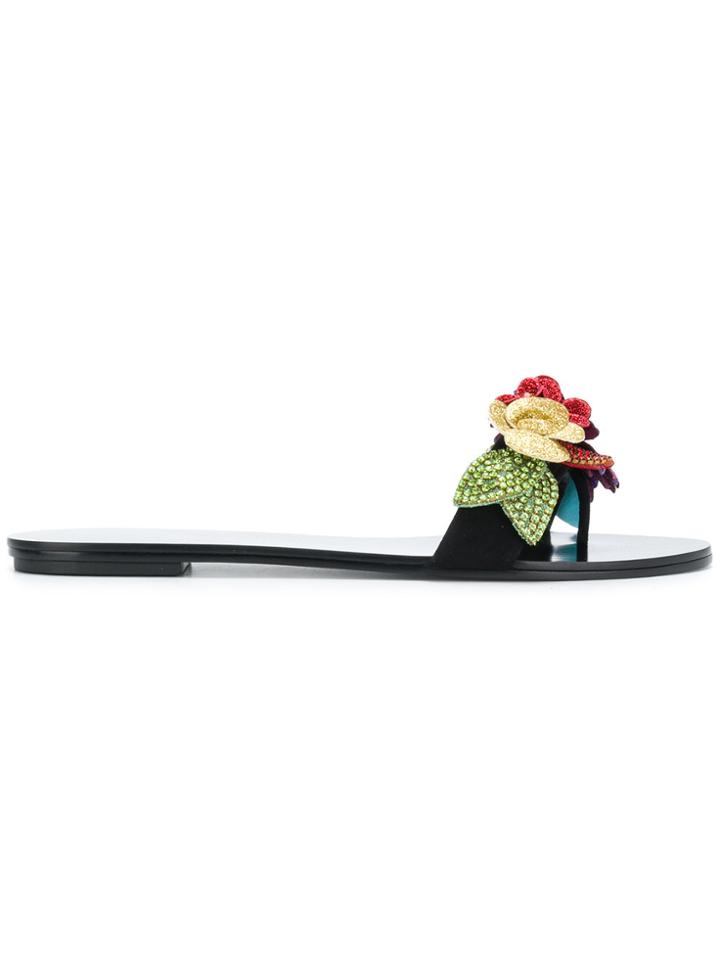Sophia Webster Lilico Glitter Slides - Black