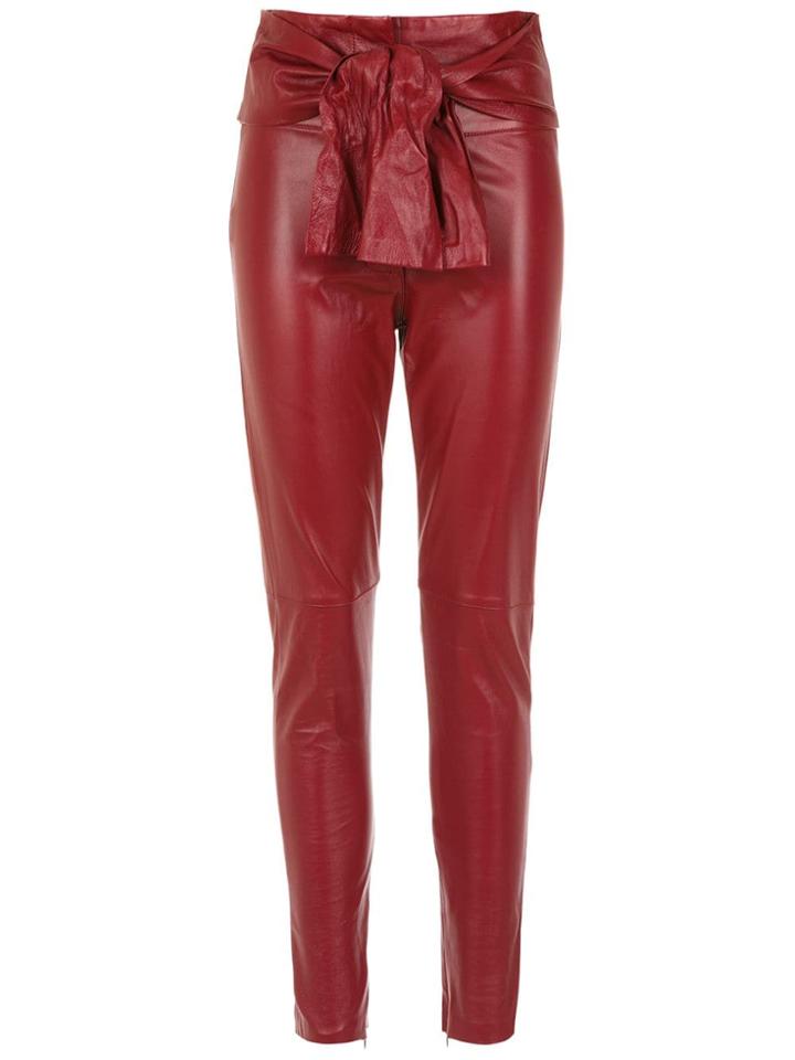 Andrea Bogosian Bow Leather Pants - Red