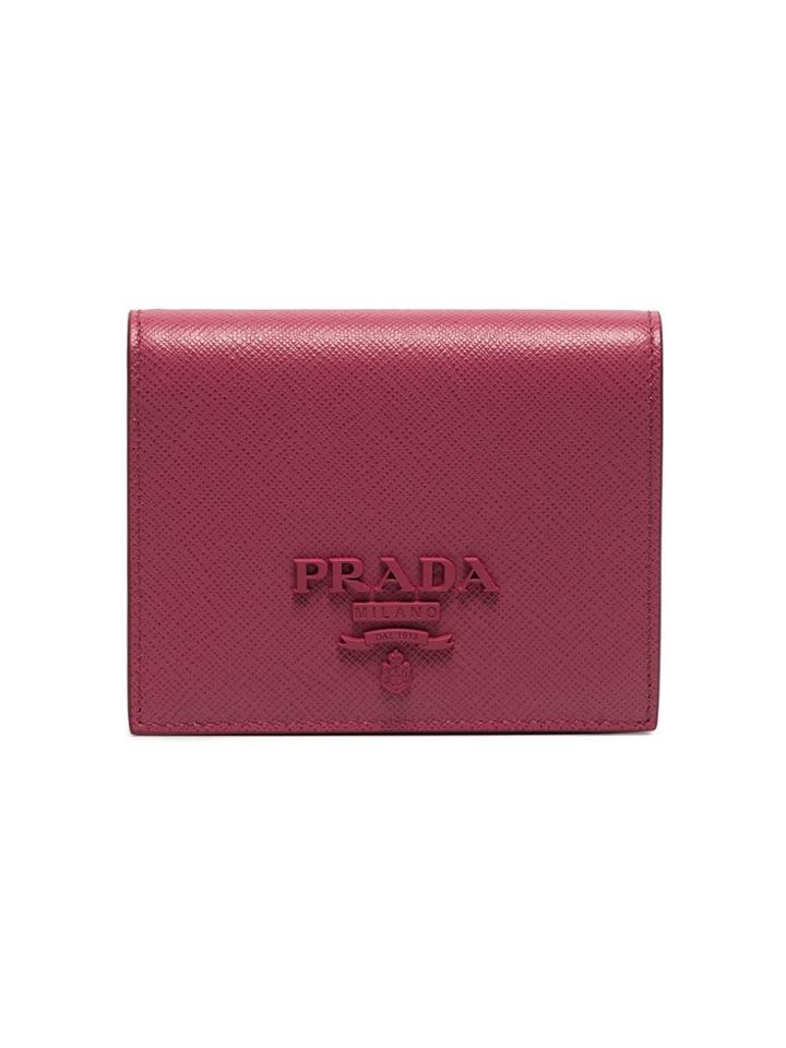 Prada Pink Compact Saffiano Leather Wallet - Pink & Purple