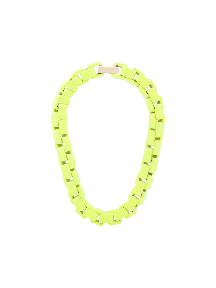 Wanda Nylon Flocked Chain Choker Necklace - Green
