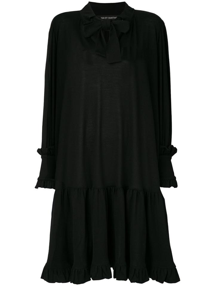 Ter Et Bantine Tie Neck Flared Dress - Black