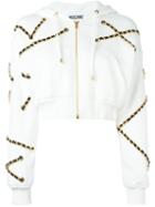 Moschino Chain Embellished Hoodie, Women's, Size: 42, White, Cotton/rayon