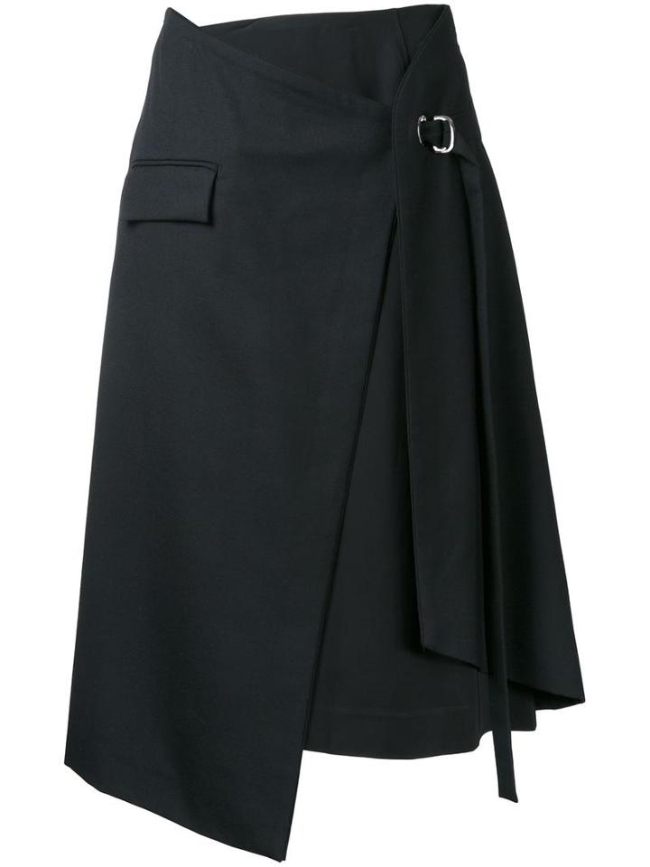 Taro Horiuchi Layered Wrap Skirt, Women's, Black, Polyester/wool
