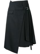 Taro Horiuchi Layered Wrap Skirt, Women's, Black, Polyester/wool