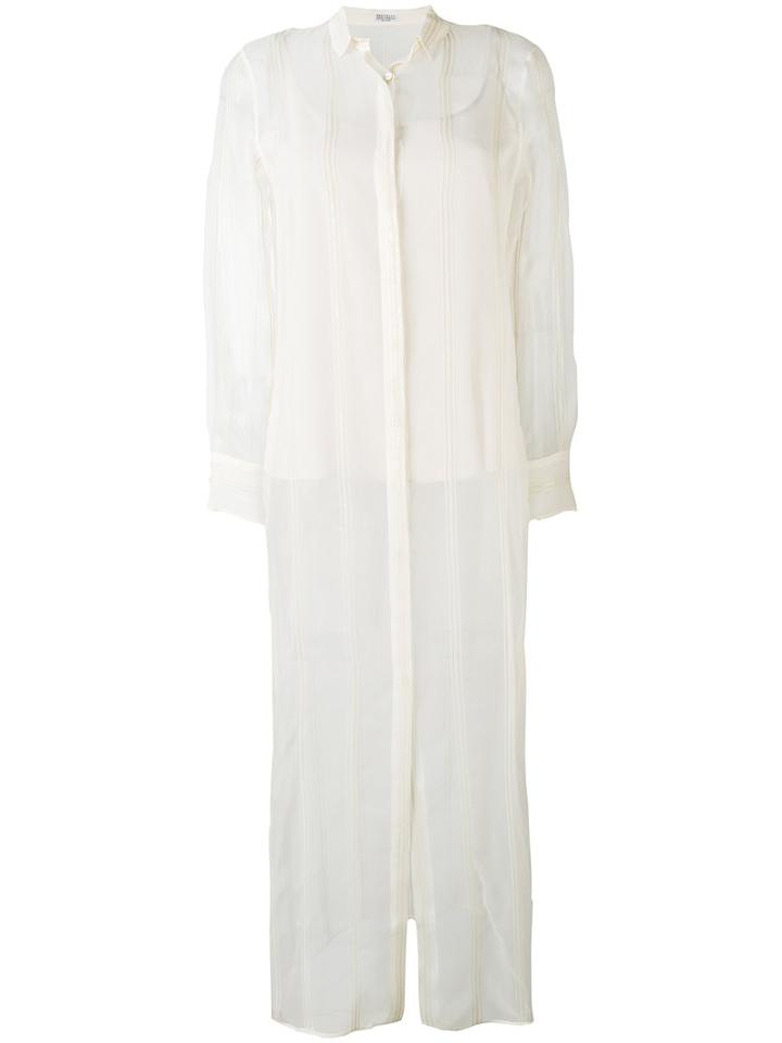 Brunello Cucinelli - Longline Shirt - Women - Silk - S, Nude/neutrals, Silk