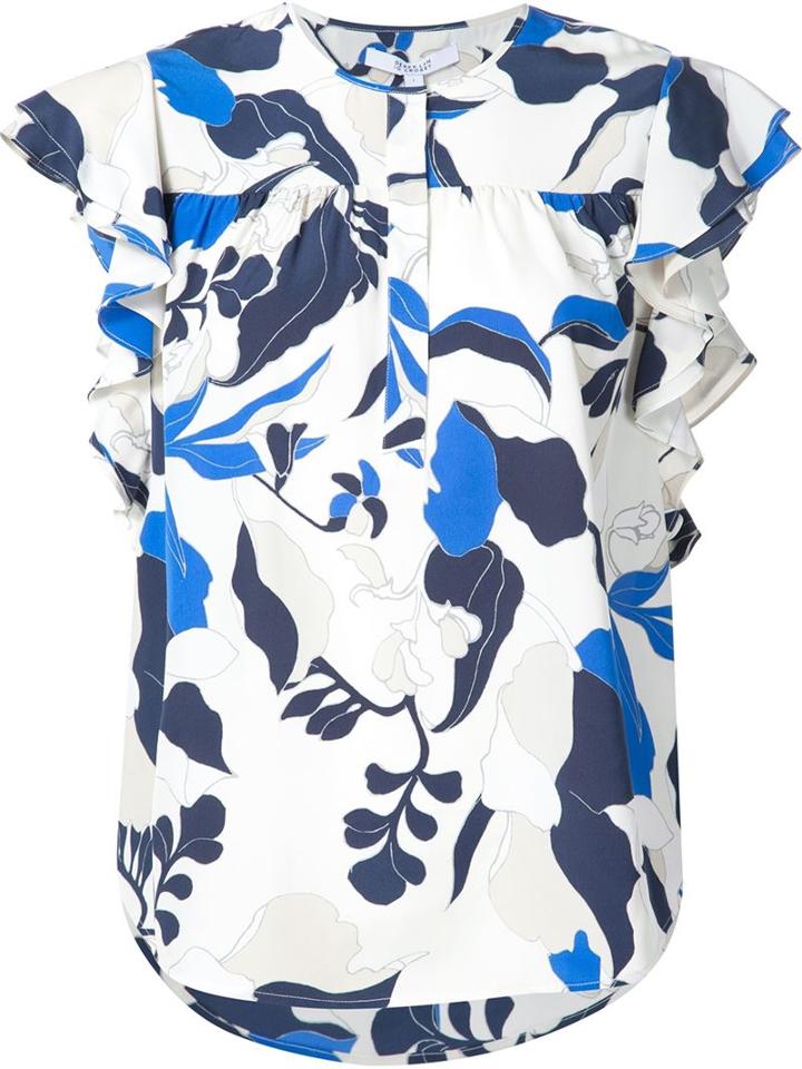 Derek Lam 10 Crosby Floral Print Ruffle Sleeve Top