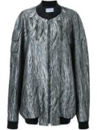 Strateas Carlucci Oversized Bomber Jacket, Women's, Size: Small, Grey, Silk